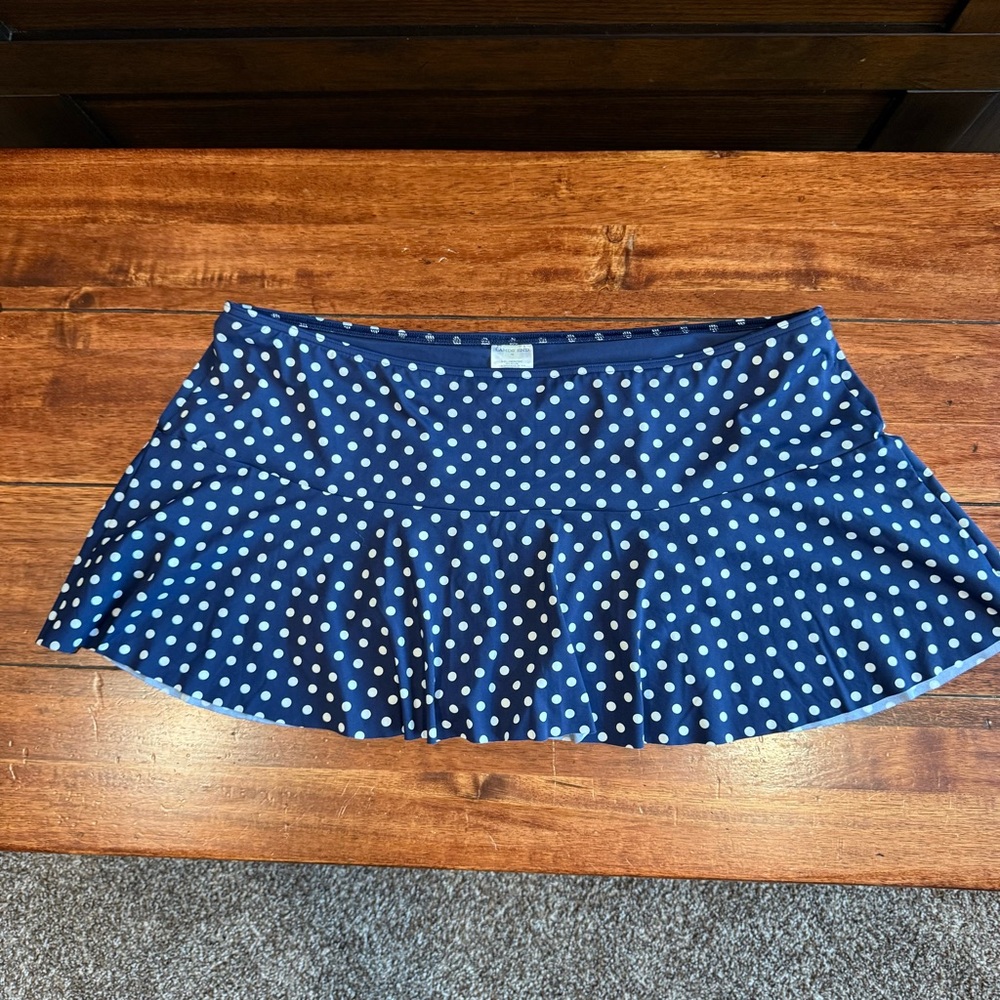 Women’s Lands’ End Blue Polka Dot Swim Skort Size 16